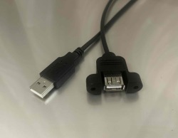 【USBパネルマウントケーブル　♯440ネジタイプ】USB2.0ケーブル    Aコネクタ オス－パネルマウントAコネクタ メス ＜USBパネルマウントケーブル中継用　取付ネジピッチ約30ｍｍ　♯440ネジ＞1.2ｍ　1.5ｍ　1.8ｍ