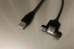 【USBパネルマウントケーブル】USB2.0ケーブル    Aコネクタ オス－パネルマウントAコネクタ メス ＜USBパネルマウントケーブル中継用　取付ネジピッチ約30ｍｍ＞USB2-AMPAF-**T