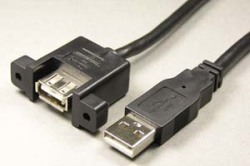USB2.0ケーブル ケーブルダイレクト   Aコネクタ オス－パネルマウントAコネクタ メス ＜パネルマウント中継用（取付ネジピッチ30ｍｍ）＞
