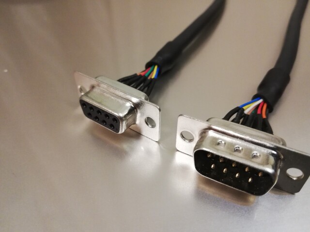 耐屈曲ロボット Dsubケーブル 9pin 丸ケーブル オス メス フード無し 半加工品