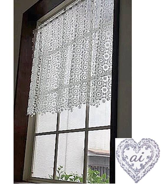 全て自社検品で出荷★リバイバル１２０幅【縦約60cm】ちょっぴりレトロ感　ギュピールのお花がいっぱい北欧 『カフェカーテン』セミロング