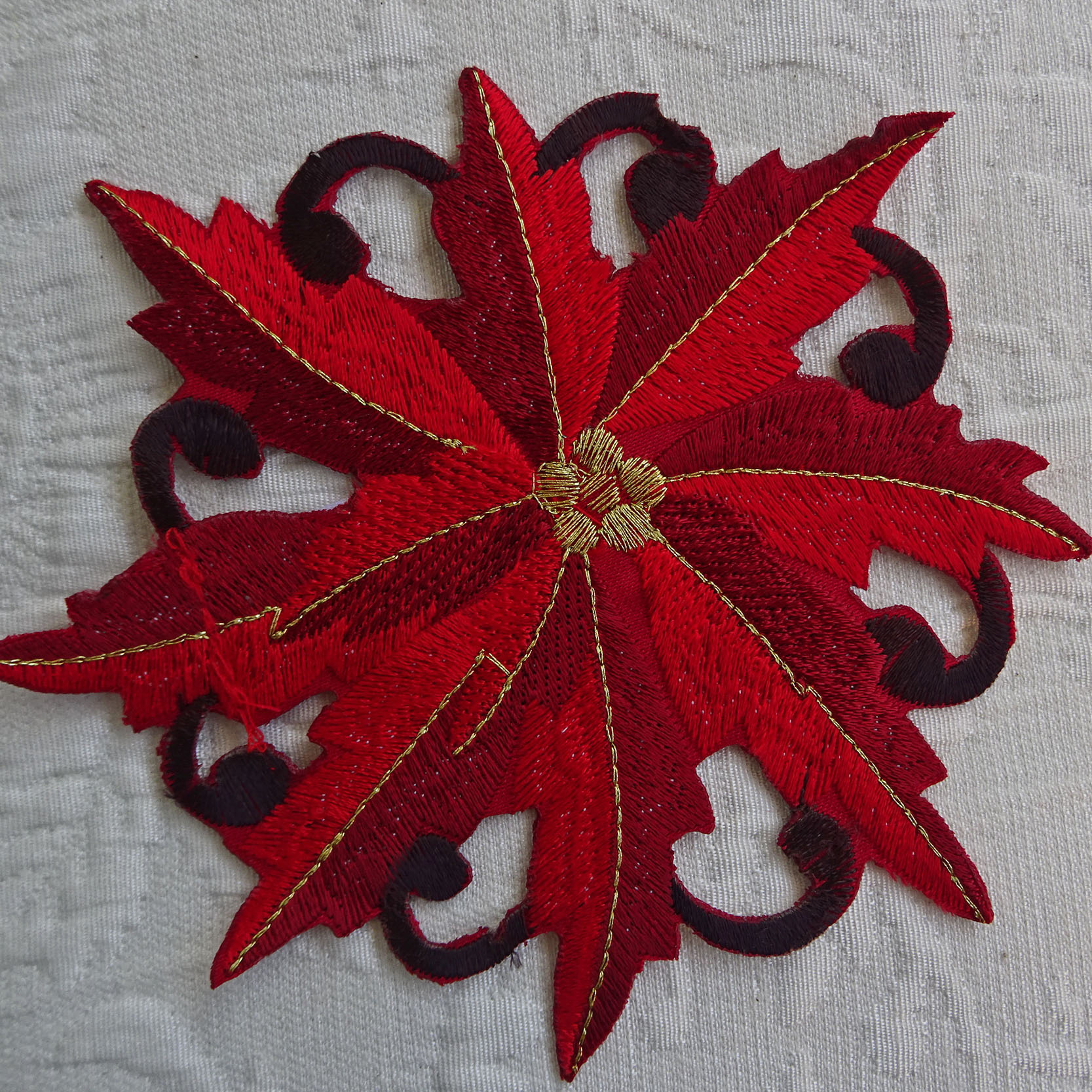 クリスマスを楽しく彩る『ドイリー』レッドポインセチア　コースター