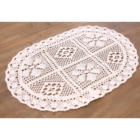 楕円 手編み モチーフ ナチュラル可愛い 【約30x45cm】コットンレース
