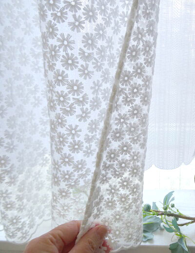 2重の生地使いが、新しい　絶対かわいい！自信の1枚です。遮熱出来る★2重『カフェカーテン』セミロング　縦約　45ｃｍ小窓用