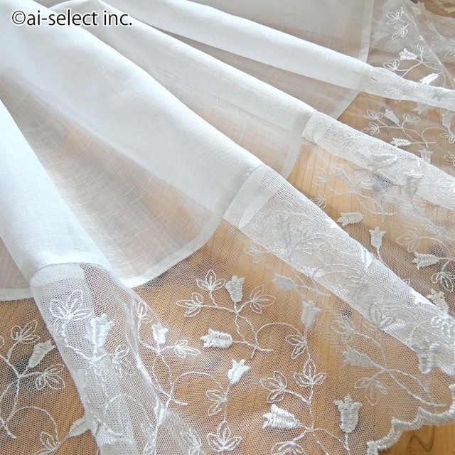 数量限定  約120cm×65cm 涼しげ 上品で透け感のあるレースが綺麗 日本製 レース 真っ白 シンプルナチュラル 上質 セミロング おしゃれ 綺麗 可愛い かわいい  小窓 光を柔らかく透かす優しい光の有る暮らしのご提案 北欧 シンプル お手頃価格