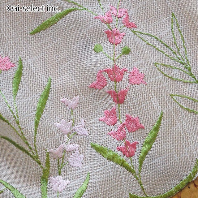 SALEஐ⋆*フランスアンティーク・花柄刺繍カフェカーテン いちご刺繍 カフェカーテン 約130×60cm｜アミブルージュ