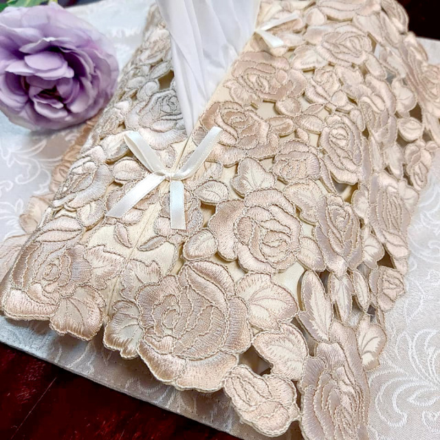 ティッシュカバー 希望の花言葉 ゴールドローズ ティッシュケース