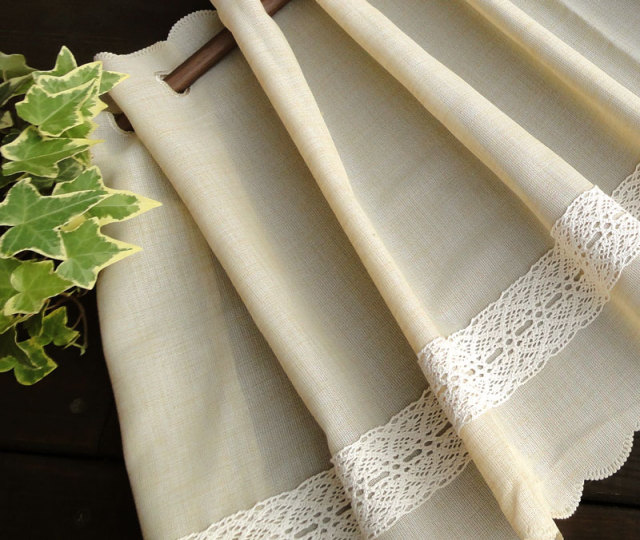 【幅150縦45cm】リニューアル レースが日本製になりました ナチュラルレース付き『カフェカーテン』ショート