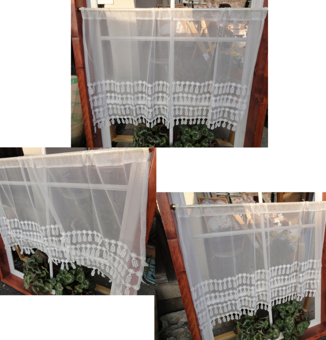 甘いホワイトカフェカーテン