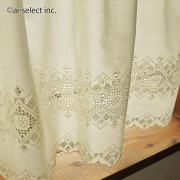 【巾240x縦75】『カフェカーテン』アイボリーカラー　シンプルナチュラル　エンブ　スクエアー　小窓用