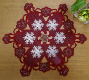 雪の結晶カットワーク『ドイリー』レッド大　花瓶敷き　クリスマス