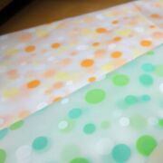 【縦60cm】浴室や脱衣所に 遮像カフェカーテン 【ドロップ模様】 (オレンジ/グリーン)