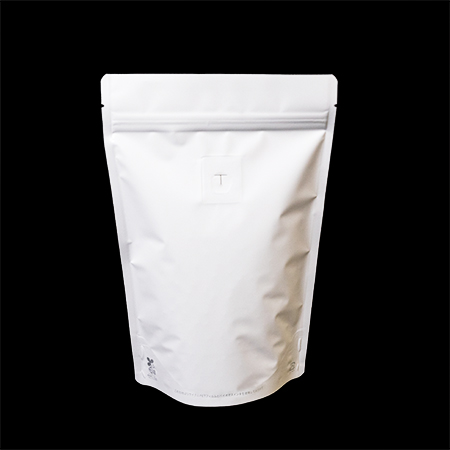 スタンドチャック袋バルブ付250g用 白マット（R-PET）［202008］