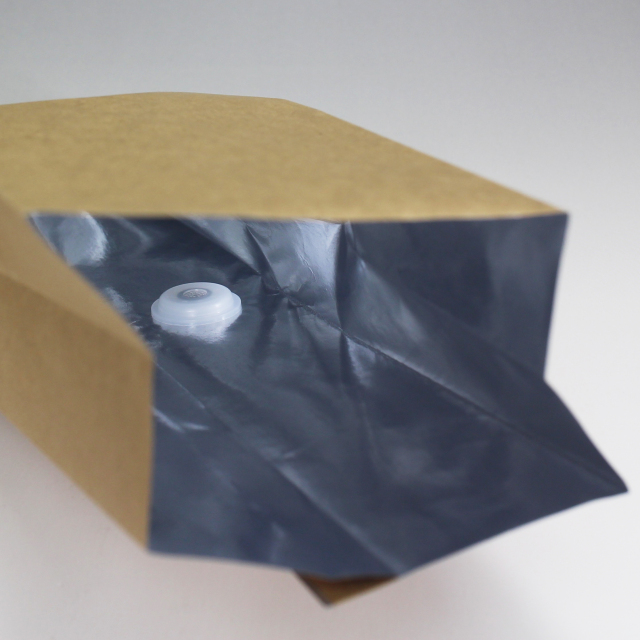 クラフトアルミ蒸着コーヒー袋200g（バルブ付）SGZ-K200V　500枚［201014※］