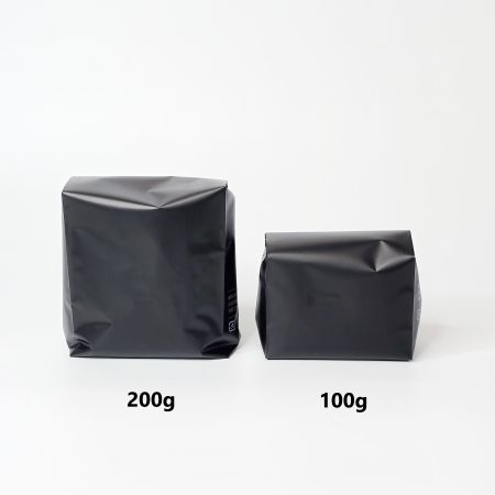 ガゼットコーヒー袋　黒マット（脱気弁付）