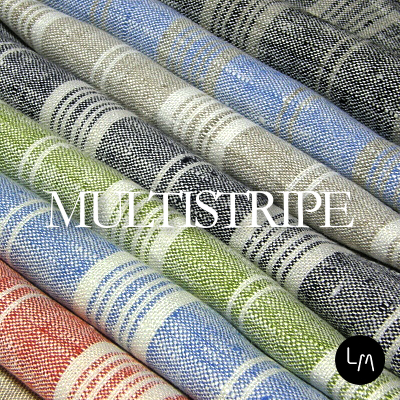【タオル カーテン インテリア テーブル ブランケット用生地】リネンミー LinenMe リネン生地 マルチストライプ（布幅 150cm） リネン100% リトアニア製