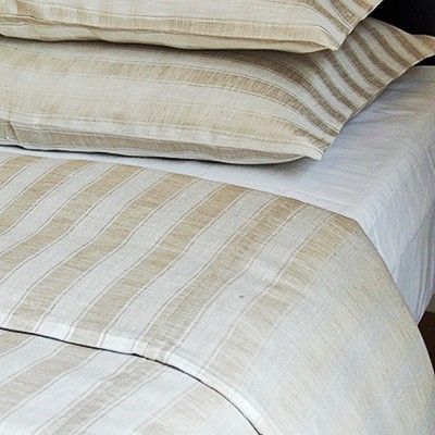 送料無料♪ リネンミー LinenMe リネン掛け布団カバー サテン織りナチュラルストライプ 【シングル 150Ｘ210cm】リトアニア製