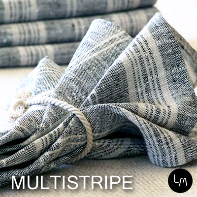 リネンミー LinenMe リネン テーブルナプキン マルチストライプ ブラックナチュラル リネン100% リトアニア製