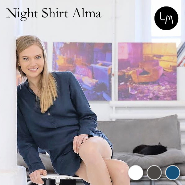 リネンミー LinenMe リネン ナイトシャツ アルマ　リネン100％　リトアニア製　プレウォッシュ加工済み