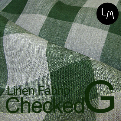 【カーテン,インテリア,テーブル用生地】リネンミー LinenMe リネン生地 チェックドＧ（布幅 150cm） リネン100% リトアニア製