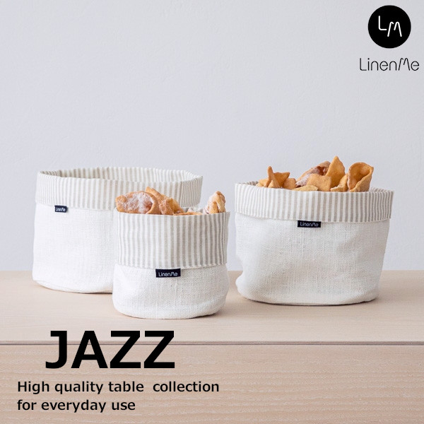 リネンミー LinenMe リネン バスケット ジャズ ナチュラルストライプ