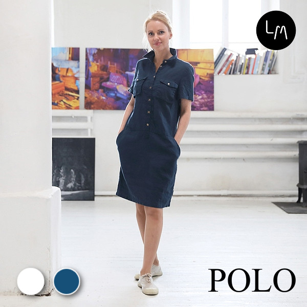 リネンミー LinenMe リネン ワンピース ポロ　リネン100％　リトアニア製　プレウォッシュ加工済み