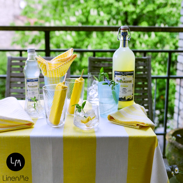 リネンミー LinenMe リネン テーブル ナプキン イエローストライプ