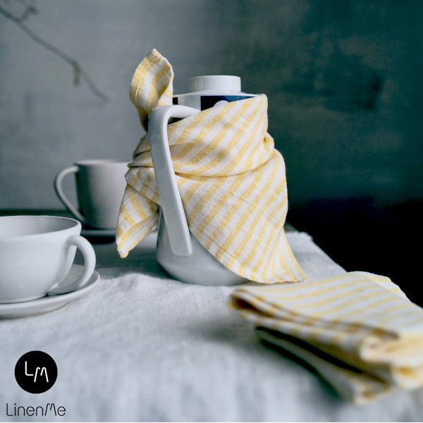 リネンミー LinenMe リネン テーブル ナプキン イエローストライプ