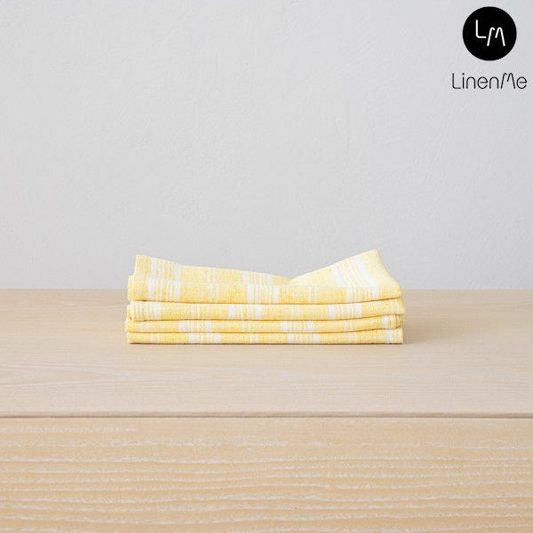リネンミー LinenMe リネン テーブル ナプキン イエローストライプ
