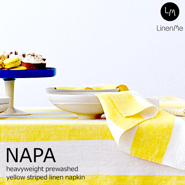 リネンミー LinenMe リネン テーブル ナプキン イエローストライプ