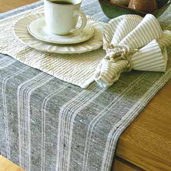 リネンミー LinenMe リネン テーブルランナー マルチストライプ 50 x 140
