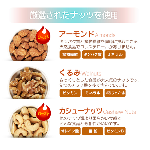 3種 ミックスナッツ 1kg アーモンド くるみ カシューナッツ 素焼き