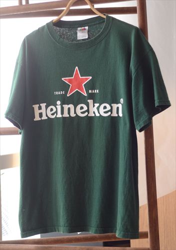USA古着 Heineken ビッグロゴTシャツ sizeL メンズ グリーン ハイネケン アメリカ オールド古着