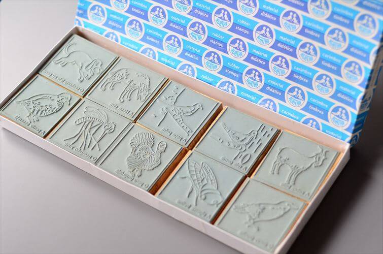 デッドストック ポルトガル AGATHA社製 かわいい動物や虫の教材スタンプ 10個セット ハンコ ヴィンテージ アンティーク