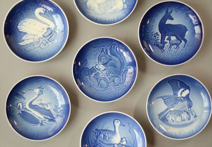 1970年代 デンマーク製 B&G マザーズデー記念プレート 絵皿 陶板 リス シロクマ 小鳥 モチーフ 北欧 アンティーク ヴィンテージ