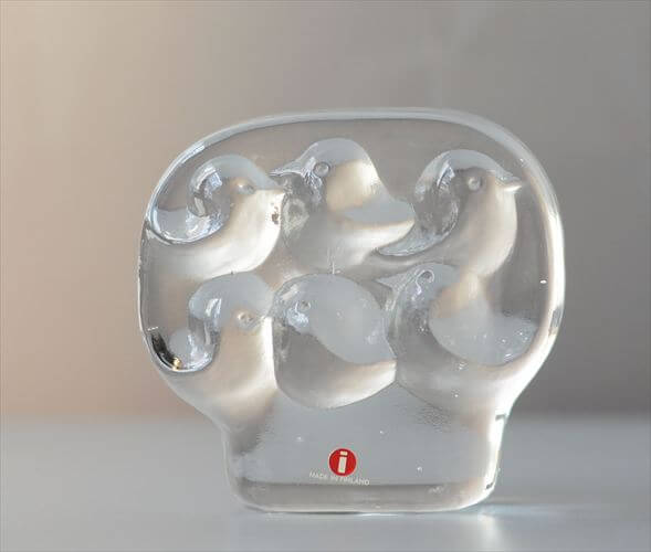 フィンランド製 iittala Lintupuu 小鳥の木 ガラス オブジェ イッタラ Jorma Vennola ペーパーウェイト 北欧 アンティーク ヴィンテージ
