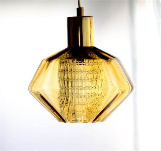 Lyfa x Orrefors? ダブルガラス ペンダントライト Carl Fagerlundを彷彿 ゴールド アンバー 北欧ヴィンテージ 照明 アンティーク