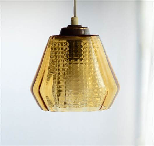 スウェーデン製 1960年代 Orrefors ダブルガラスペンダントライト ゴールド アンバー 北欧ヴィンテージ 照明 アンティーク