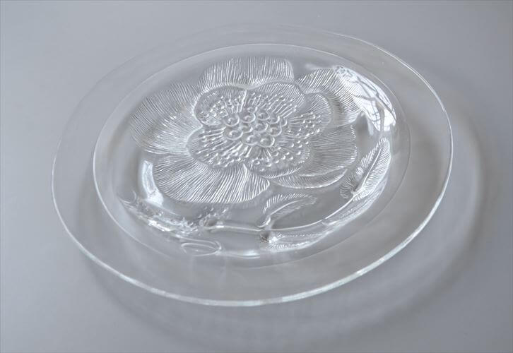 フィンランド製 Nuutajarvi ARABIA Pioni 26cm ガラスプレート ヌータヤルヴィ アラビア ピオニ Oiva Toikka ヴィンテージ_250613