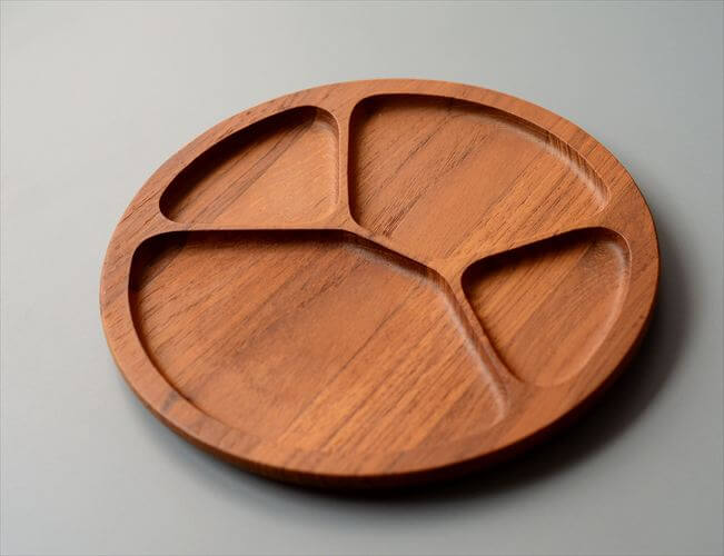 デンマーク製 Digsmed チークのセパレートプレート 22cm 無垢材 木製 トレー カフェプレート 北欧 ヴィンテージ