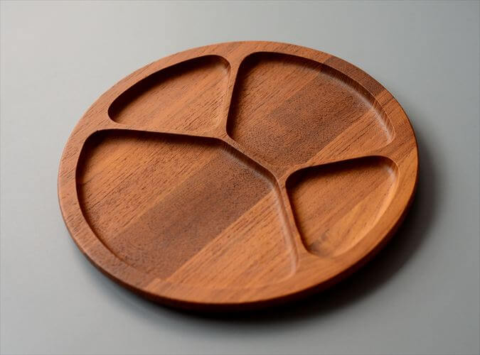 デンマーク製 Digsmed チークのセパレートプレート 22cm 無垢材 木製 トレー カフェプレート 北欧 ヴィンテージ