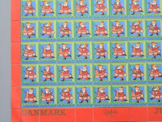 デッドストック デンマーク 1968年 かわいいクリスマスシール 1シート 50枚 切手 北欧ヴィンテージ アンティーク
