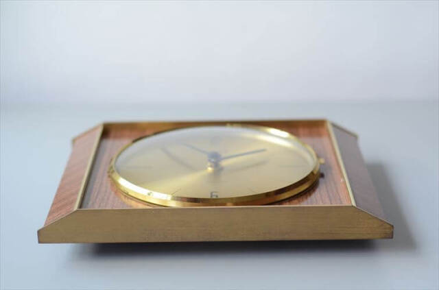 ドイツ製 Kaiser 木製x真鍮 壁時計 壁掛け 木製 ブラス クロック