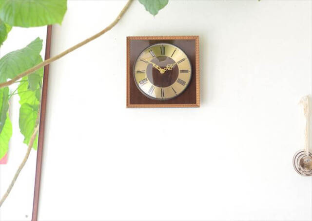 ドイツ製 ZentRa 真鍮ｘチーク色ウッド 壁時計 ブラス 壁掛け クロック ミッドセンチュリー ヴィンテージ アンティーク