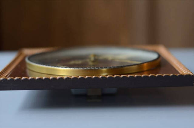 ドイツ製 ZentRa 真鍮ｘチーク色ウッド 壁時計 ブラス 壁掛け クロック ミッドセンチュリー ヴィンテージ アンティーク