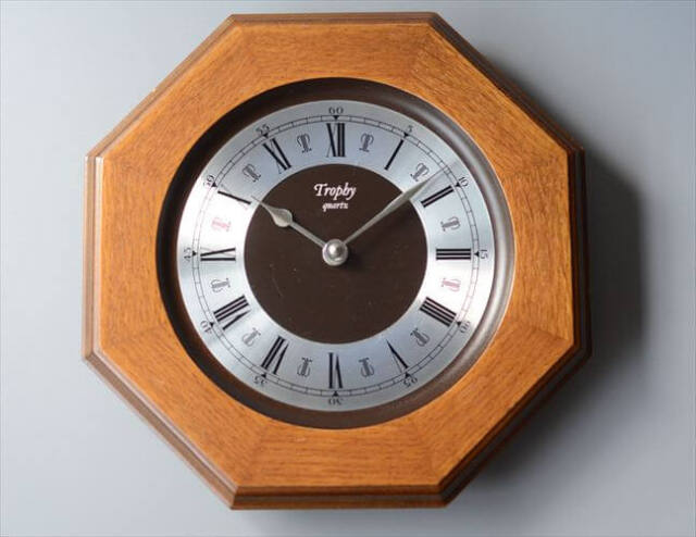 ドイツ製 Trophy 木製 オクタゴンフレーム 壁時計 ウッド オクタゴナル 壁掛け時計 ヴィンテージ クロック アンティーク