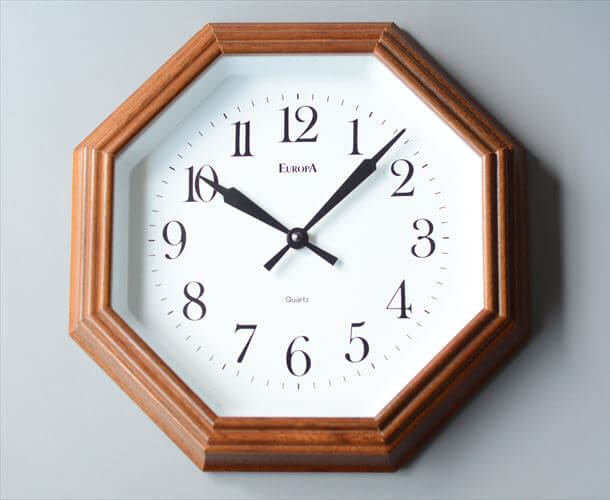 ドイツ製 EUROPA 木製 オクタゴンフレーム 壁時計 ウッド オクタゴナル 壁掛け時計 ヴィンテージ クロック アンティーク