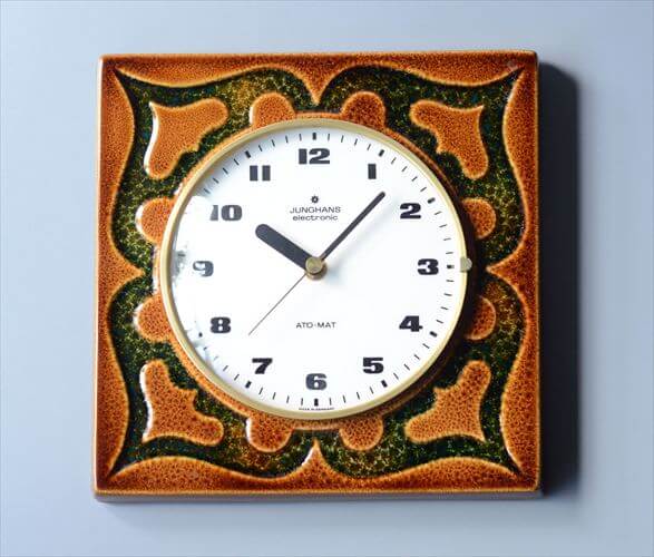ドイツ製 Junghans 陶器の壁時計 新品クウォーツ交換済み 壁掛け時計 セラミック ヴィンテージ クロック アンティーク