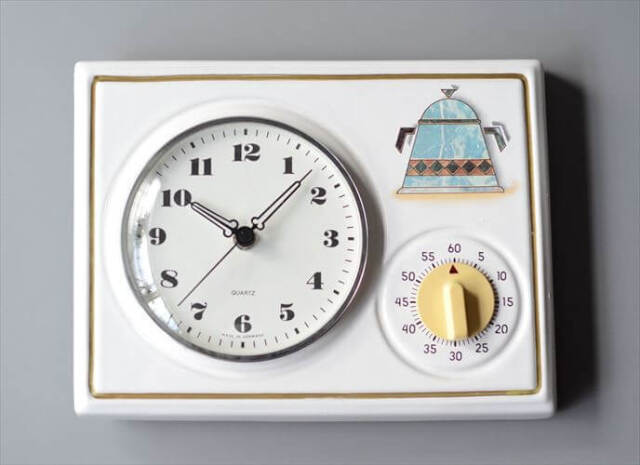 1970-80年代 ドイツ製 セラミック キッチンクロック 壁時計 壁掛け時計 ミッドセンチュリー ヴィンテージ アンティーク