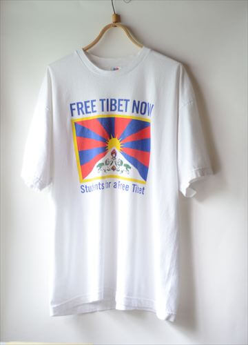 USA製 00's Free Tibet チベット解放メッセージ Tシャツ sizeL ホワイト メンズ レディース ヴィンテージ 古着